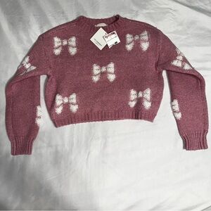 Topshop Mauve Sweater with White Bow Pattern